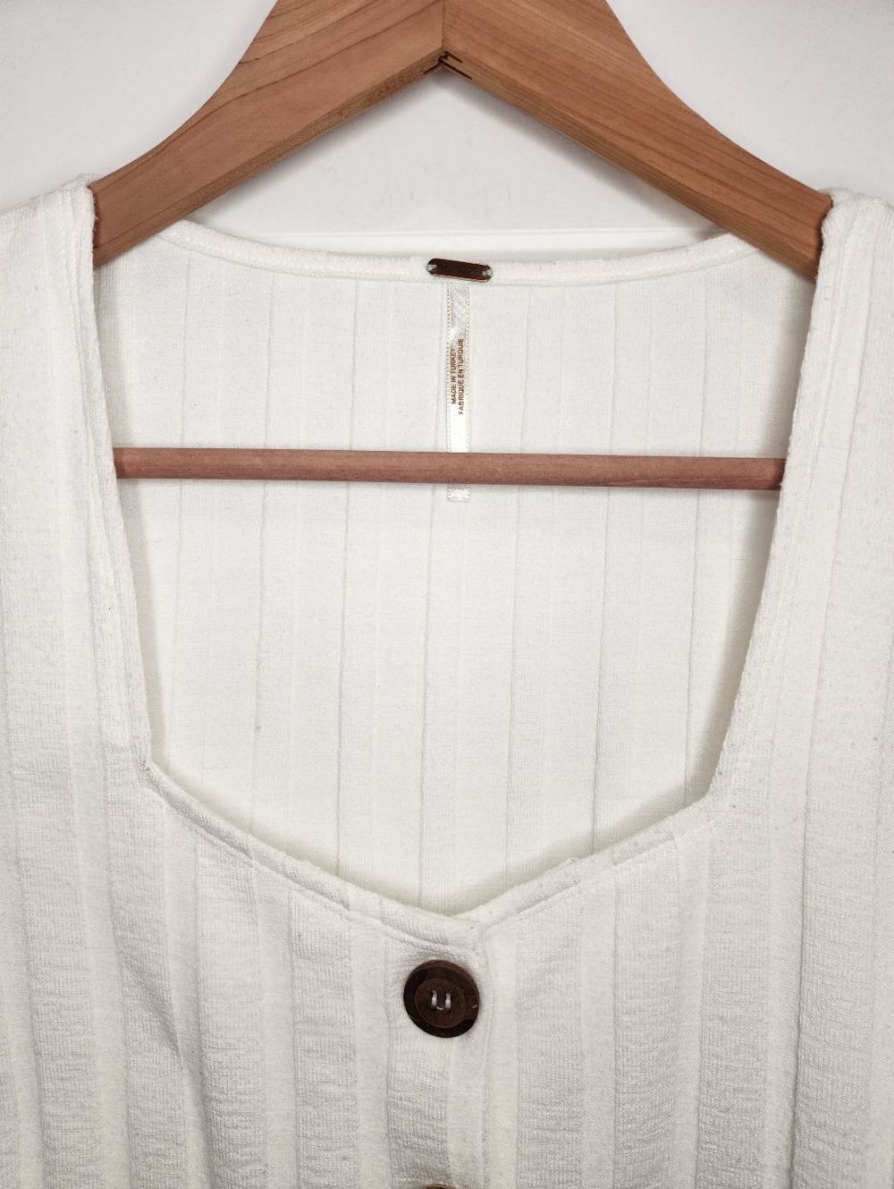 XS Free People White Central Park Ribbed Button-Front Cardigan Top - Picture 4 of 6